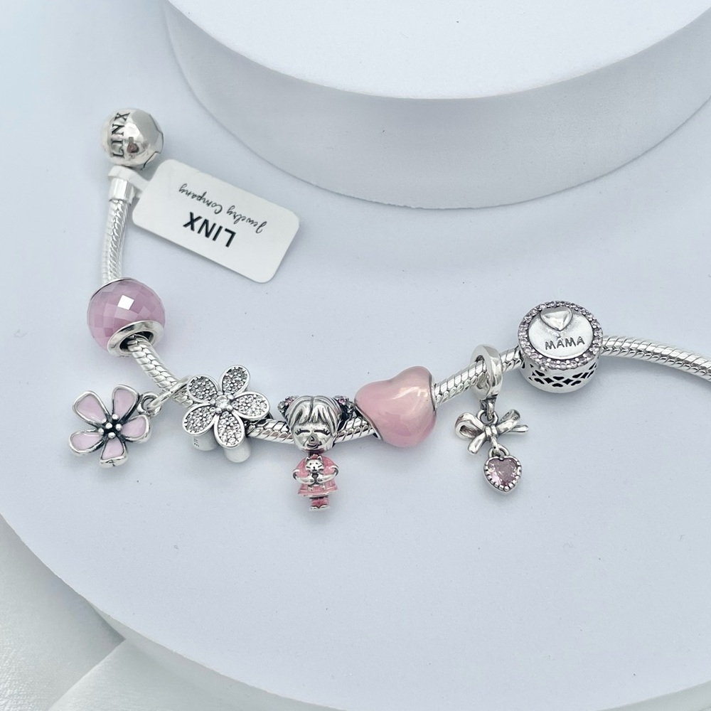 Linx Snake Chain Bracelet with Girl Mama Themed Charms